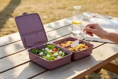 Bölmeli Saklama ve Yemek Kabı – BPA’sız Sağlıklı – Kilit Kapak – Taşınabilir Lunchbox- Mor Renk