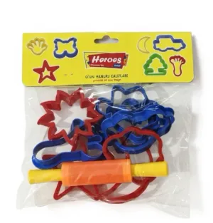 Heroes Oyun Hamuru Şekilli Kalıplar Seti – 9’lu + Mini Merdane