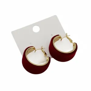 Kadın Bordo 14K Kaplama Çelik Halka Küpe (30 mm)