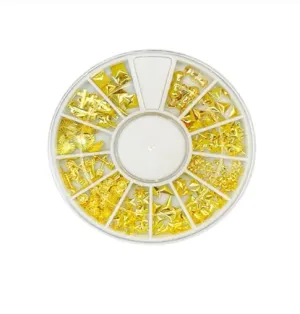 MisYul By Ocean Altın Renkli Tırnak Süsleme Seti – 12 Bölmeli Metal Nail Art Aksesuar Kutusu