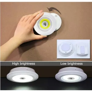 LED Gece Lambası Seti – 3’lü Yuvarlak, Kumandalı  Dokunmatik, Pilli LED