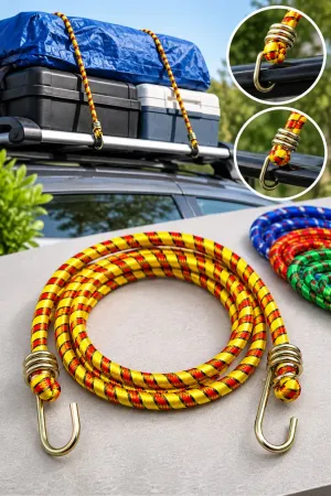 Bagaj Lastiği 1,2 Metre 10 mm Çelik Kancalı Esnek Yük Sabitleme Lastiği MAVİ