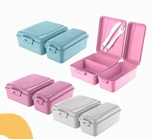 Titiz Takeaway Beslenme Kabı Seti Bölmeli Lunch Box Çatal Bıçak Dahil BPA Free - Yeşil