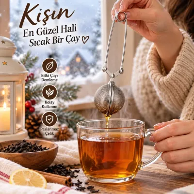 Bitki Çayı Demleme Süzgeci Paslanmaz Çelik Çay ve Bitki Süzgeci