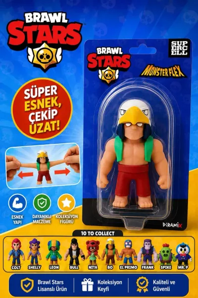 Brawl Stars Monster Flex Esnek Oyuncak Figür – Çek Uzat Stres Oyuncağı (BO)