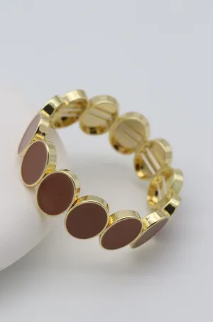 Kadın 14K Kaplama Gold Kahve  Çelik Lastik Bileklik