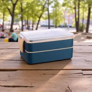 Titiz Fely 2 katlı Öğle Yemeği Kabı – Çatal Kaşık Dahil – Sızdırmaz  Kilitli Lunch Box- Lacivert