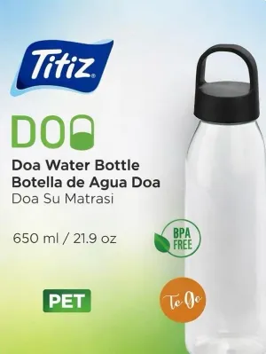 650 ml Doa Su Matarası – BPA Free PET Spor Matara (Siyah Kapak)