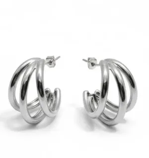 Gümüş Renk Kalın Halka Küpe – Çelik (Stainless Steel)