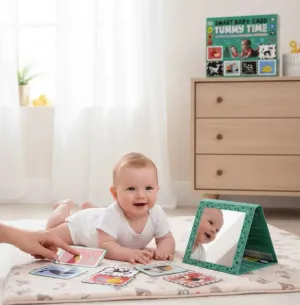Laco Kids Tummy Time Smart Baby Card – Karın Üstü Aktivite Zeka Kartları + Güvenli Ayna (0-12 Ay)