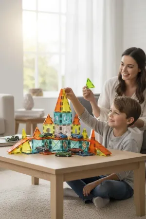 Magnetic DIY 50 Parça Manyetik Bloklar ve Arabalı Eğitici Yapım Seti