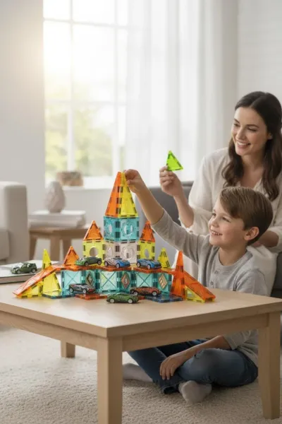Magnetic DIY 50 Parça Manyetik Bloklar ve Arabalı Eğitici Yapım Seti