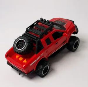 Işıklı Müzikli Lüks Off-Road Jeep Oyuncak Araba – Süspansiyonlu, Yedek Lastikli, 1:16 Model Kırmızı