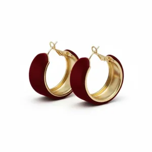 Kadın Bordo 14K Kaplama Çelik Halka Küpe (30 mm)