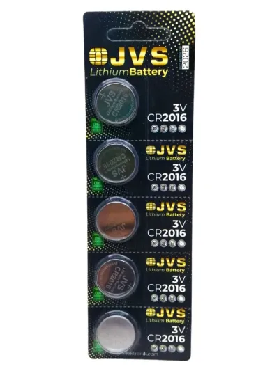 JVS CR2016 3V Lityum Para Pili 5’li Kart Düğme Pil Saat Kumanda Tartı Pili