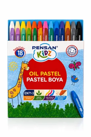 Pensan Kidz 18 Renk Pastel Boya Çocuklar İçin Canlı Renkler Kırılmaya Dayanıklı