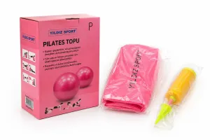 Pilates Topu 65 cm Pembe + El Pompası Hediyeli Denge Egzersiz Topu Fitness Yoga