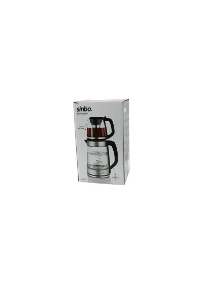 TeknoKapsül Cam Elektrikli Çay Seti Çaycı 2lt+1.2lt 1500W Mavi Ledli 360 Derece Çelik Süzgeçli