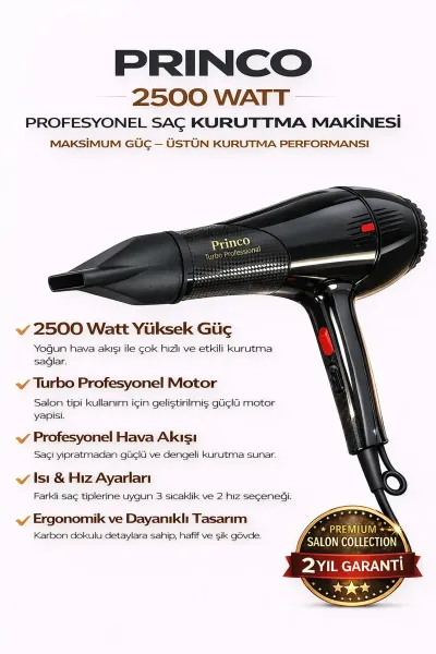 PRINCO PR-903 2500W Profesyonel Saç Kurutma Makinesi