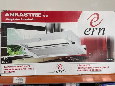 Ecr Beyaz Sürgülü Aspiratör 200 m3/saat Maksimum Emiş ve Tek Filtre Özelliği