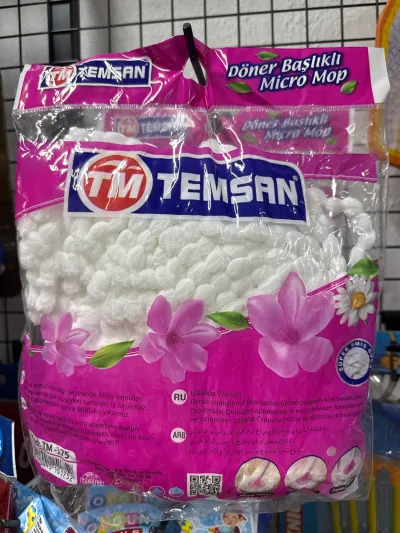 (4 lü Set) Temsan Döner Başlıklı Mikrofiber Mop Yedeği - Süper Emiş Güçlü Temizlik Püskülü
