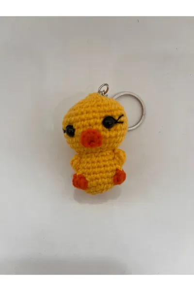 Amigurumi Ördek Anahtarlık Mini Çanta Süsü — Sarı
