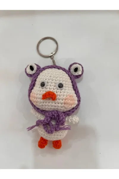 Amigurumi Ördek Anahtarlık Kapüşonlu 10-12 cm — Mor