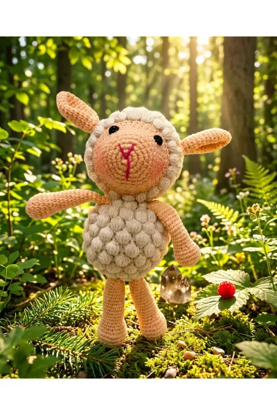 Amigurumi Kuzu Örgü Oyuncak 30 cm — Bej
