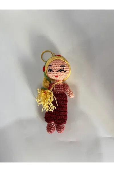 Amigurumi Prenses Anahtarlık Dantel Etekli — Kahverengi