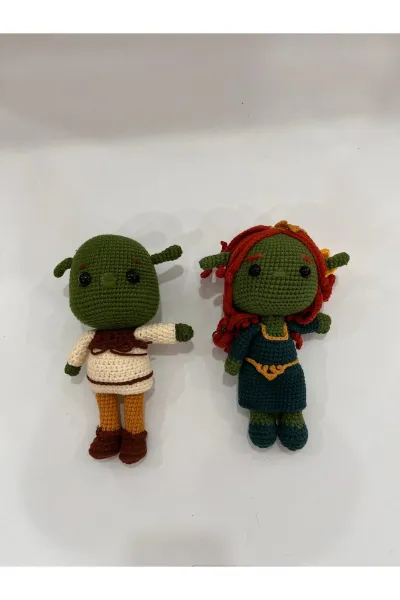 Amigurumi Sevgili Çift Örgü Oyuncak Seti 2'li — Yeşil