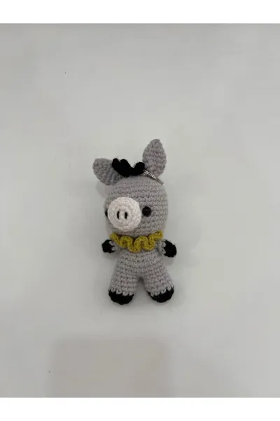 Amigurumi Eşek Anahtarlık 10-12 cm — Gri