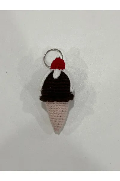 Amigurumi Dondurma Anahtarlık — Kahverengi