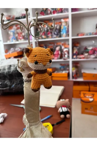 Amigurumi Tilki Anahtarlık 9 cm — Turuncu