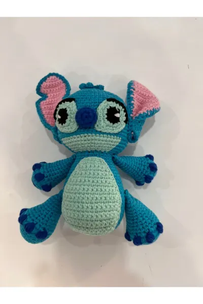 Amigurumi Canavar Örgü Oyuncak 19 cm — Mavi