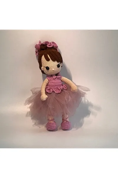 Amigurumi Balerin Bebek Tütülü 26 cm — Pembe