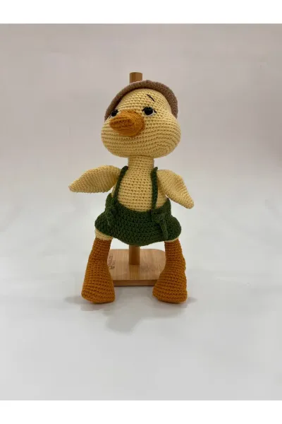 Amigurumi Sarı Ördek Örgü Oyuncak 28 cm — Sarı