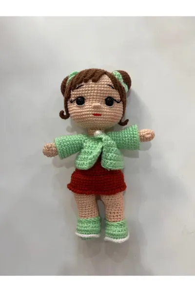 Amigurumi Afra Örgü Bebek 20 cm — Nane-Kiremit