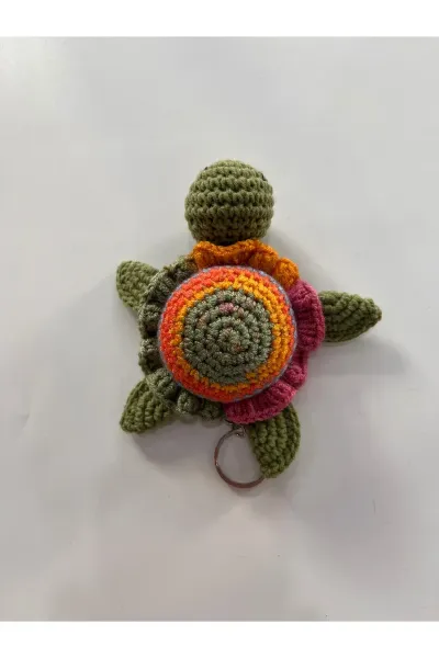 Amigurumi Kaplumbağa Anahtarlık Çizgili 14 cm