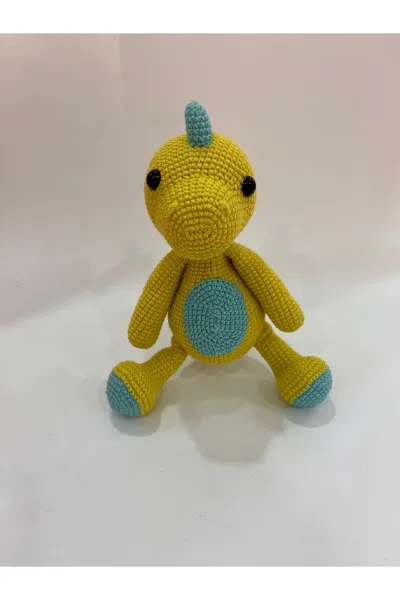 Amigurumi Dinozor Örgü Oyuncak 25 cm — Yeşil-Mavi