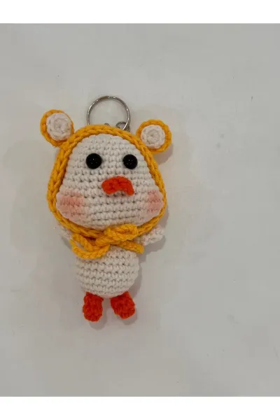 Amigurumi Ördek Anahtarlık Kapüşonlu 10-12 cm — Sarı
