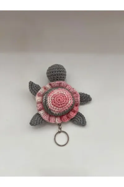 Amigurumi Kaplumbağa Anahtarlık Pembe Tasarım
