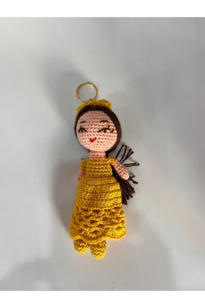 Amigurumi Prenses Anahtarlık Dantel Etekli — Bej