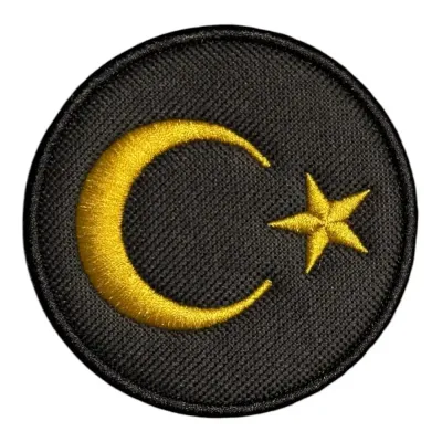 Altın Sarısı Yuvarlak Türk Bayrağı Peç Patch