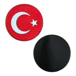 kirmizi yuvarlak turk bayragi patch 7 cm cirtli