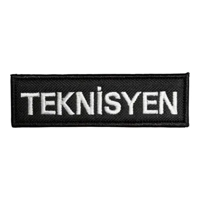 Siyah Zemin Teknisyen Yazılı Nakış Patch