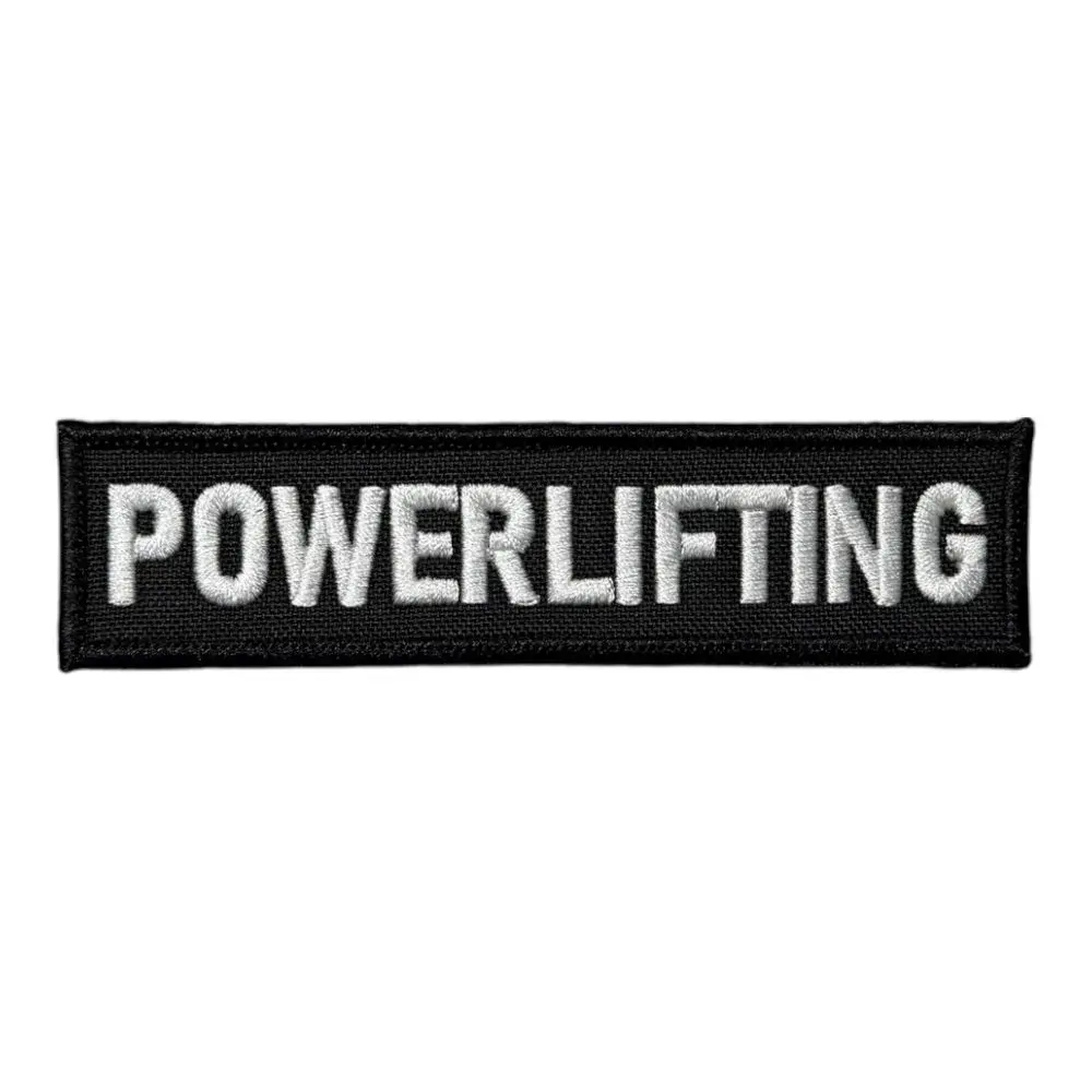 siyah zemin powerlifting yazili patch pec