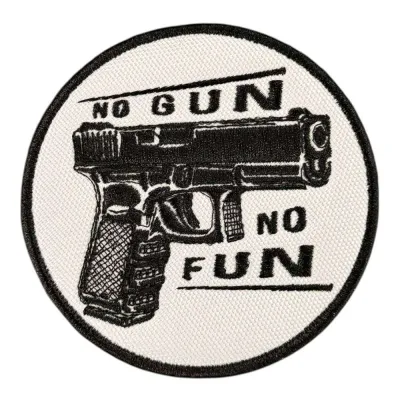 No Gun No Fun Silah Tabanca Nakış Patch Peç