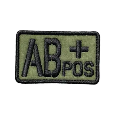 Haki Zemin AB Pozitif Kan Grubu Nakış Patch Arma