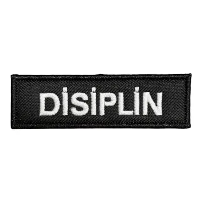 Siyah Zemin Disiplin Yazılı Nakış Patch