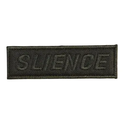 Siyah Zemin Slience Yazılı Nakış Patch Peç